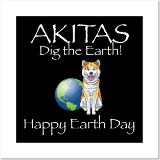 Akita happy earth day t-shirt Posters and Art